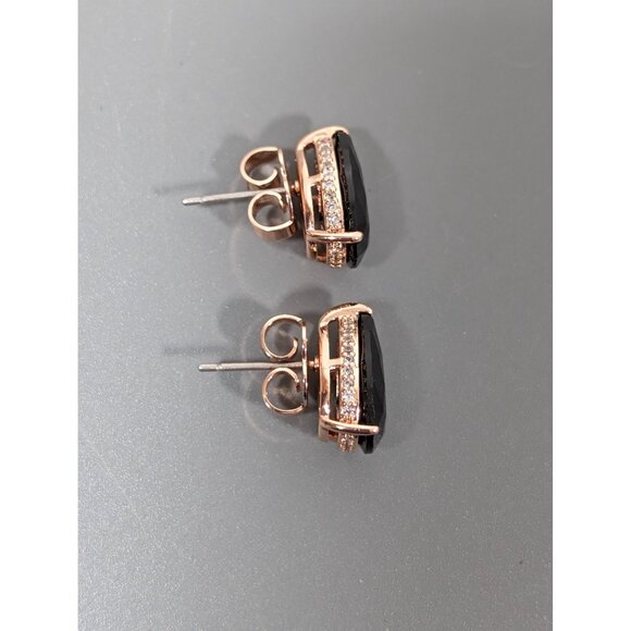 Bomb Party Earrings Black CZ Teardrop Stud Pierced - Picture 7 of 7